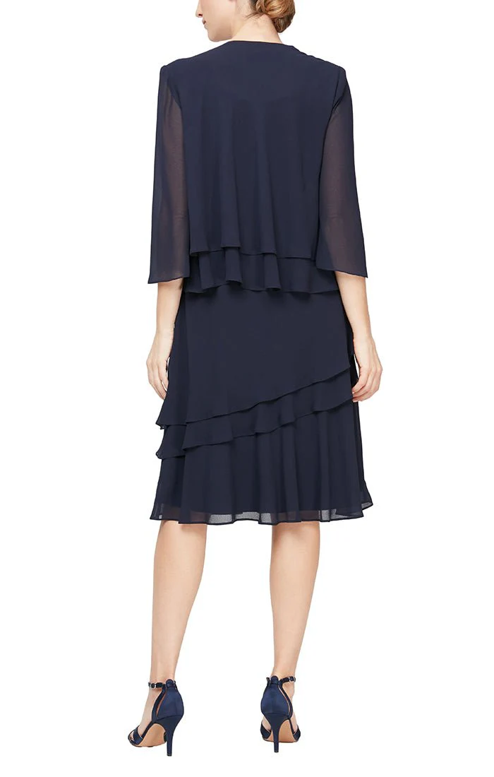 Alex Evenings Knee Length Chiffon 2-Piece Dress 8192005 Alex Evenings Knee Length Chiffon 2-Piece Dress 8192005