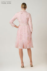 Teri Jon Metallic Organza Jacquard Shirt Dress 266263