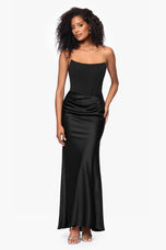 Betsy & Adam "Debra" Strapless Satin Gown A26846