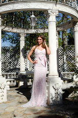 Ava Presley Bow Floral Applique Prom Dress 42218