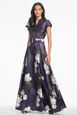 Sachin & Babi "Marta" Belted Floral A-line Gown