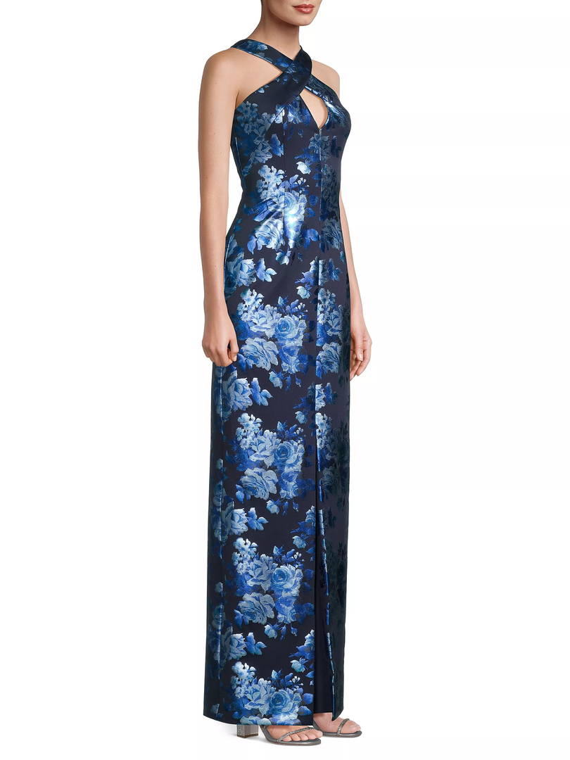 Black Halo "Charlene" Metallic Floral Evening Gown 1795108 Black Halo "Charlene" Metallic Floral Evening Gown 1795108