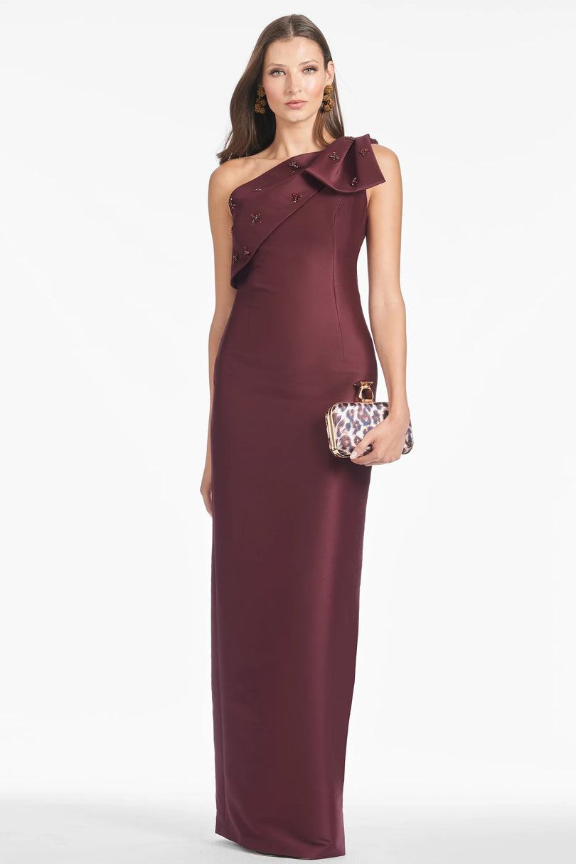 Sachin & Babi "Olivia" One Shoulder Bow Gown