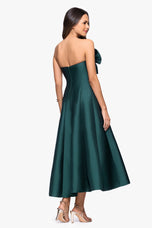 Betsy and Adam "Coulette" Satin Bow Strapless Midi Dress A27511