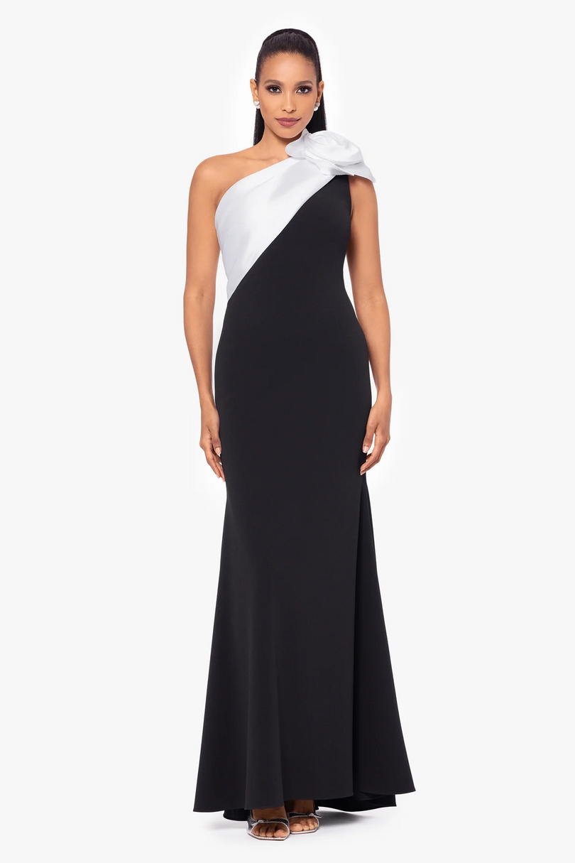 Betsy & Adam One Shoulder Scuba Crepe Havannah Dress A26742 Betsy & Adam One Shoulder Scuba Crepe Havannah Dress A26742
