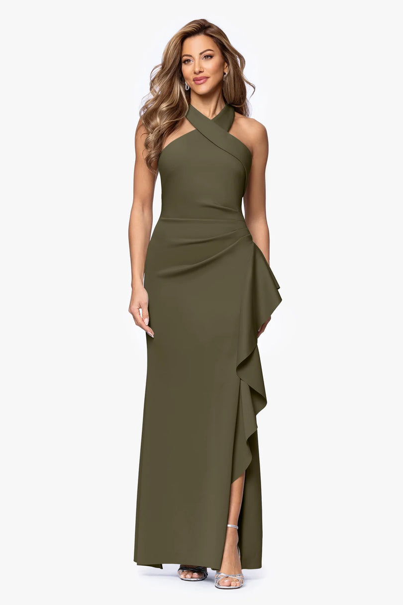 Xscape Cross Neck Long Evening Dress 6993X