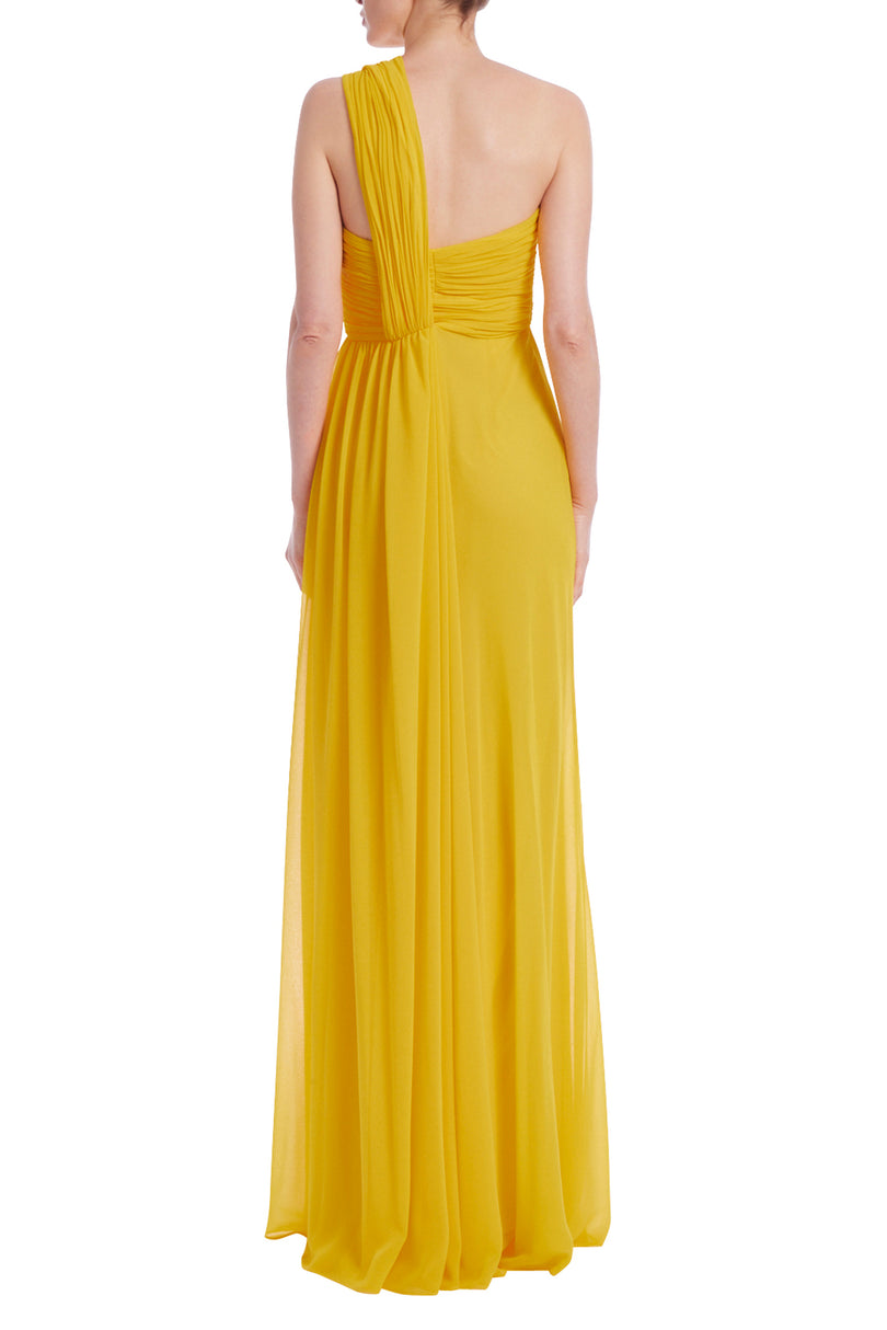 Badgley Mischka Ruched One-Shoulder Evening Gown EG4249 Badgley Mischka Ruched One-Shoulder Evening Gown EG4249