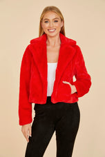Dolce Cabo Plush Faux Fur Notch Collar Jacket 75362