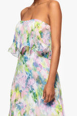 Betsy and Adam "Enid" Strapless Floral Chiffon Dress A27018