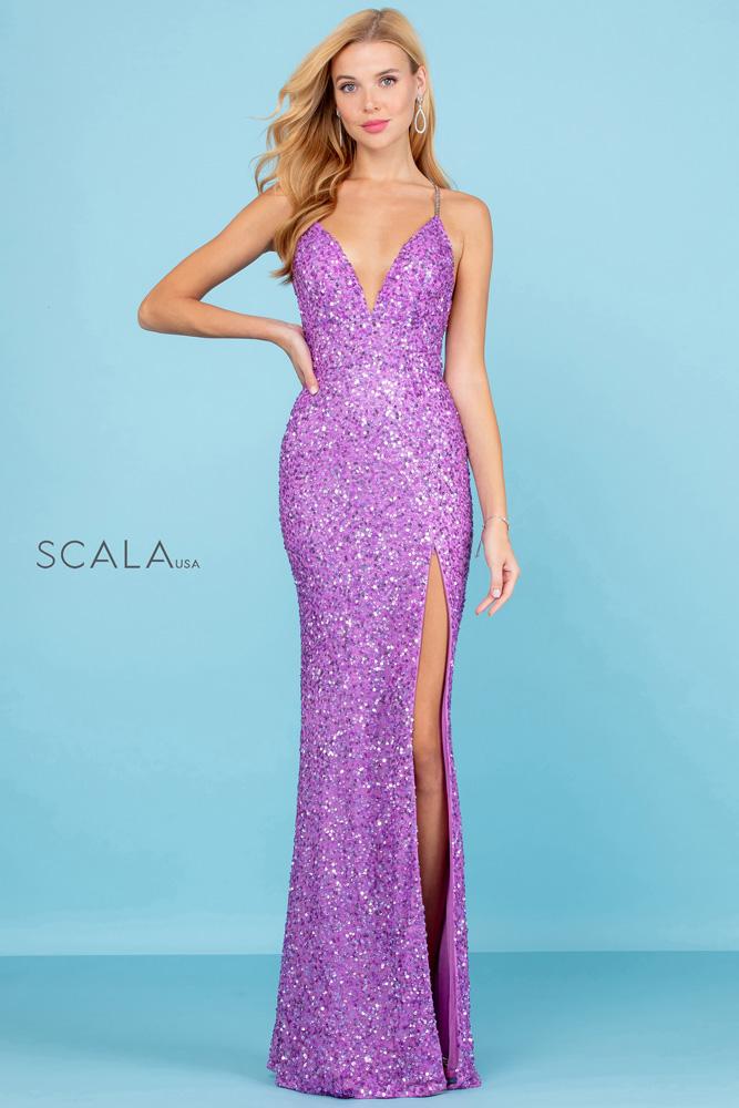 scala purple sequin dress Scala 80221 Sequin Short Fitted Mini Homecoming Dress The Dress Outlet