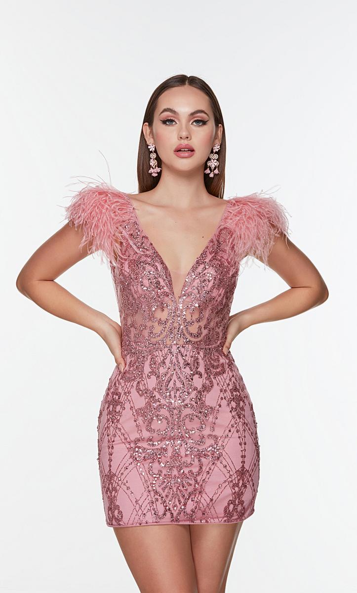 Alyce Short Feather Dress 4501 Alyce Short Feather Dress 4501