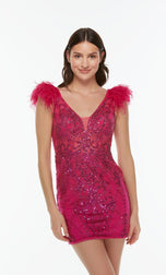 Alyce Short Feather Dress 4501