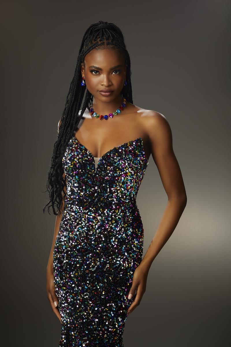 Morilee Long Sequin V-Neck Prom Dress 48009