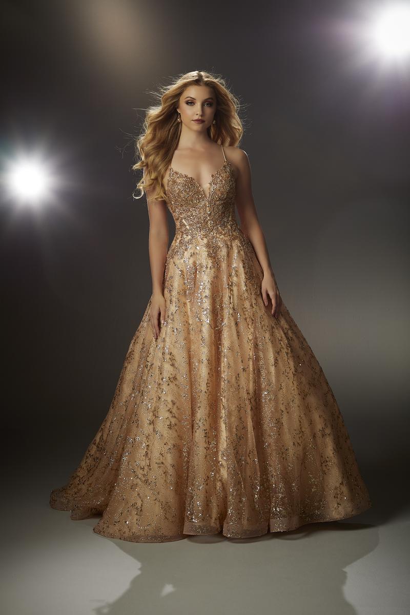 Sparkly Rose Gold Long Prom Dresses with Pockets FD1732 – Viniodress