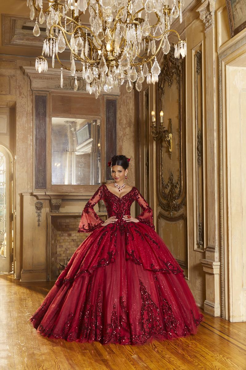 red quinceanera dresses with sleeves Red Tulle Long Sleeve Quinceanera Dresses Lace Appliques Puffy Tulle Ball Gown Prom Dresss Party Dress
