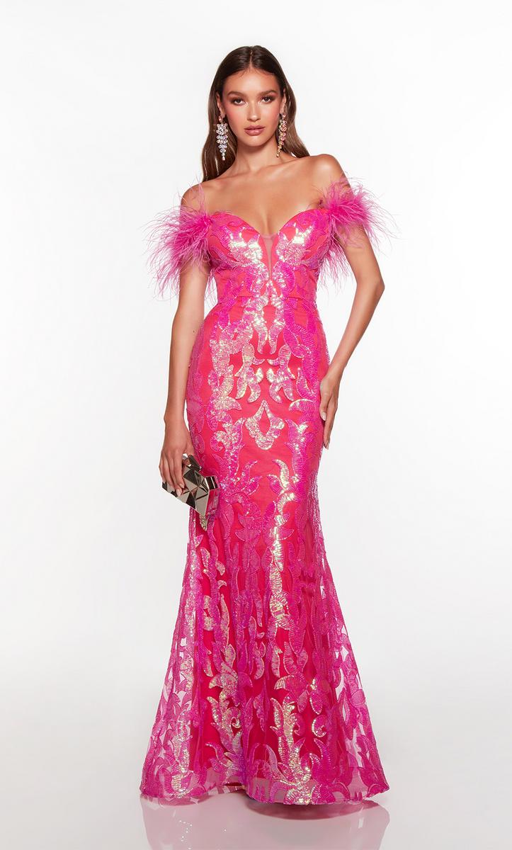 Alyce Long Sequin Feather Prom Dress 61331