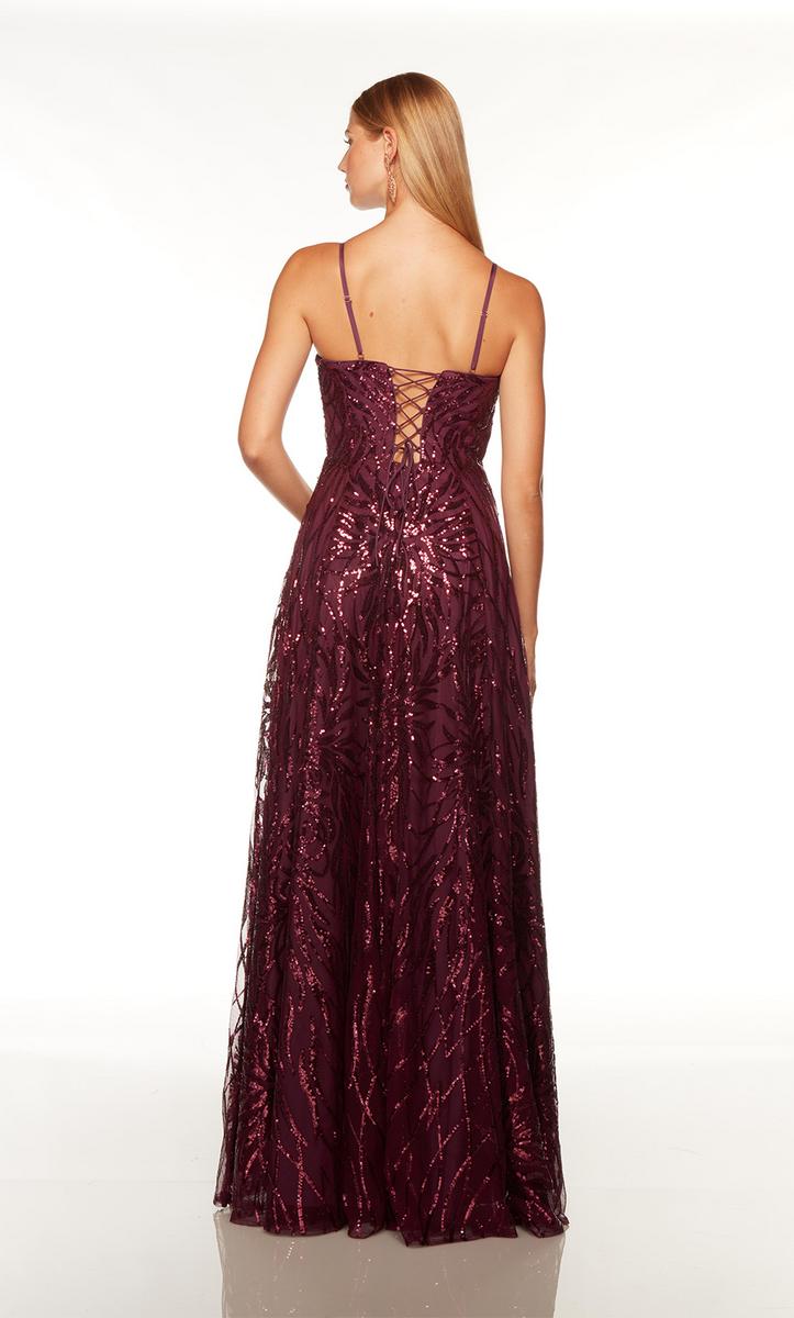 dark cherry prom dress Faviana Glam Sequin Open Back Prom Dress 11261