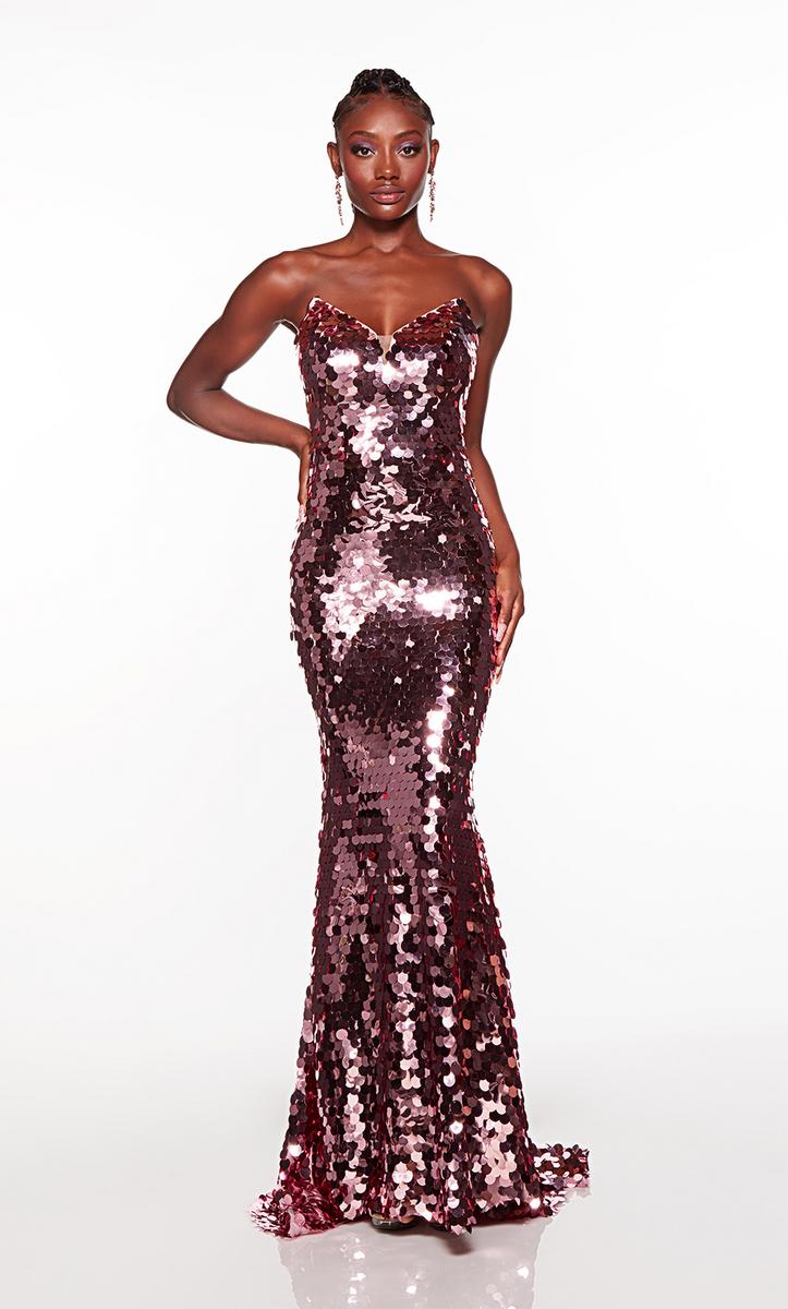 Rebecca rose gold strapless sequin maxi dress Outlet