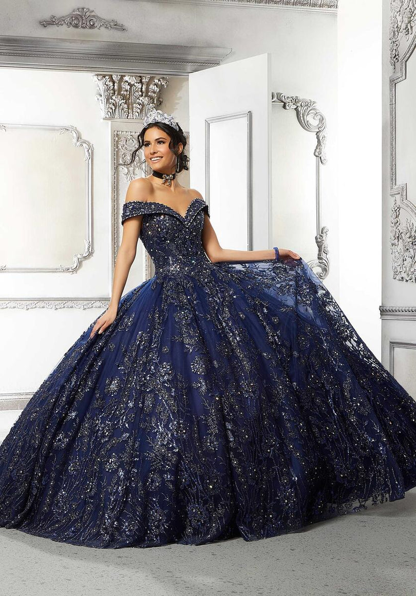 Navy Blue Glitter 15 Dresses Navy Quinceanera Dress Swee15 XV