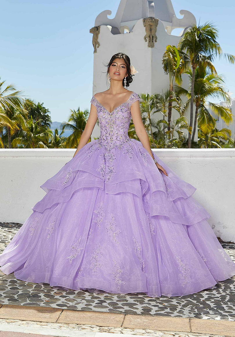 organza quinceanera dresses Quinceanera Dress Blue Gold Organza Ball Gown With Train Same As Photo / 6