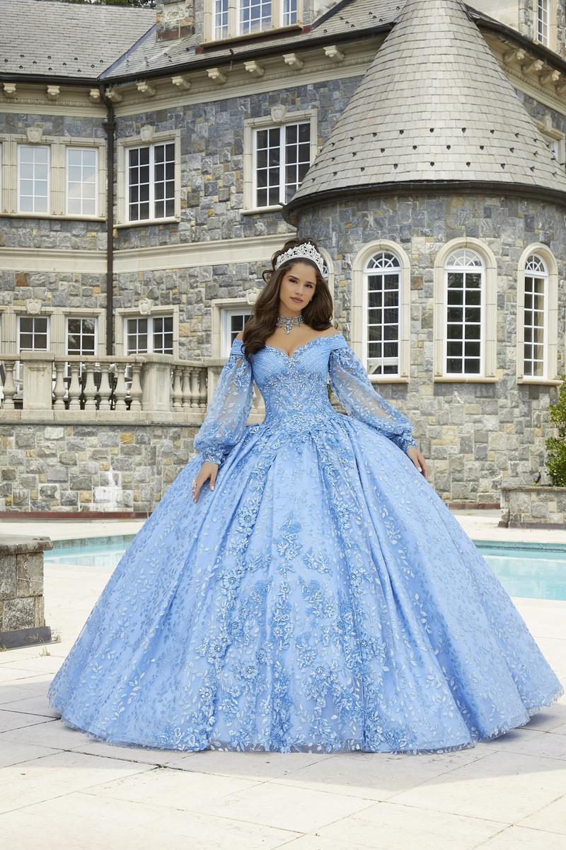 blue long sleeve quince dress Vizcaya by Morilee Bishop 89411 Size:US2 (UK6)