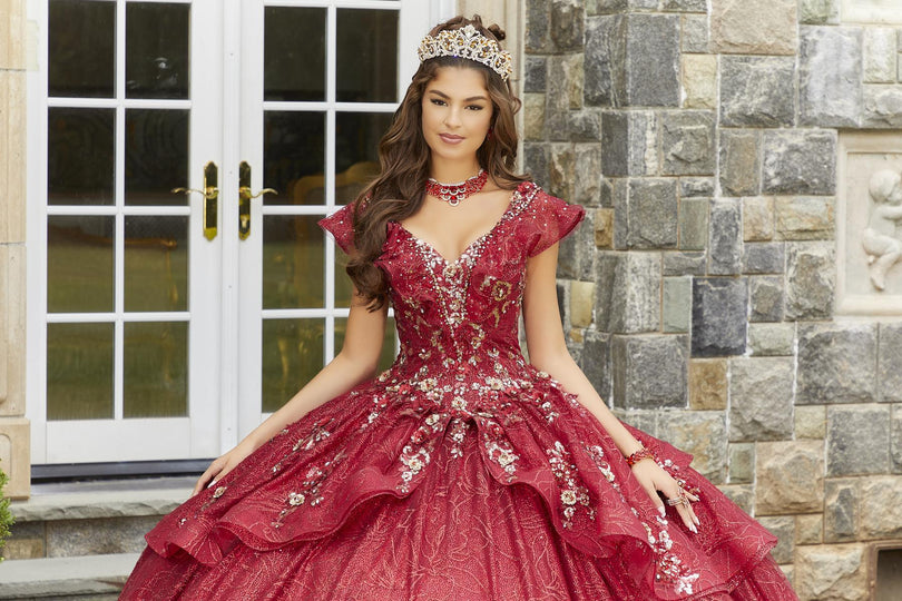 lace 15 dresses Embroidered lace and intricate three-dimensional flower accents adorne Dress At coco