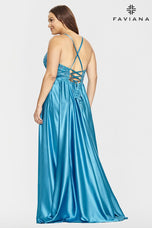 Faviana Long A-Line Lace Plus Size Prom Dress 9533