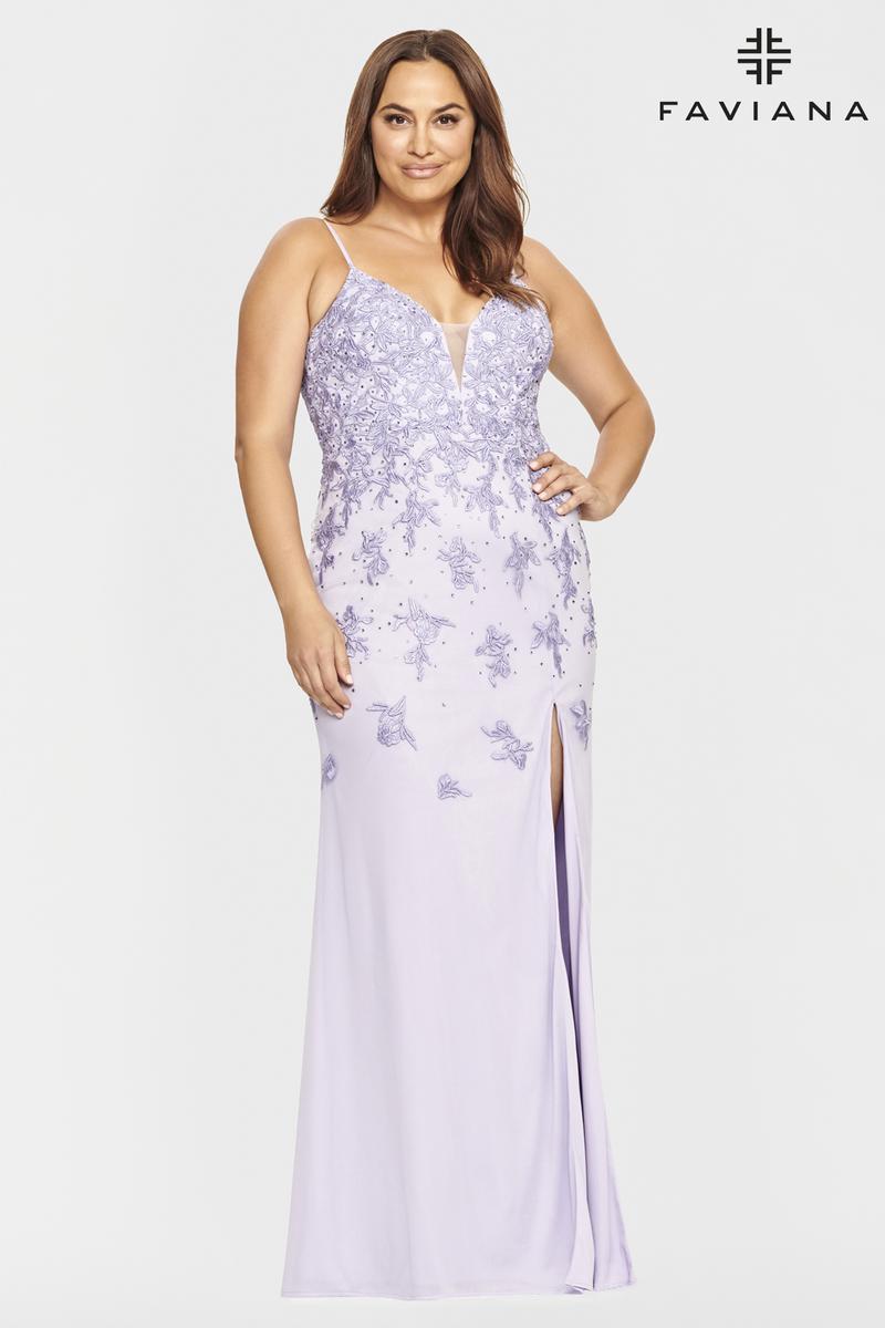 Faviana Long Fitted Lace Plus Size Prom Dress 9539