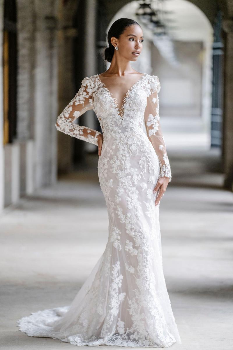 Fully Beaded Backless Sheath Wedding Dress With V-neckline | Kleinfeld  Bridal