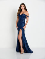 Ellie Wilde Sequin Lace Long Prom Dress EW34012