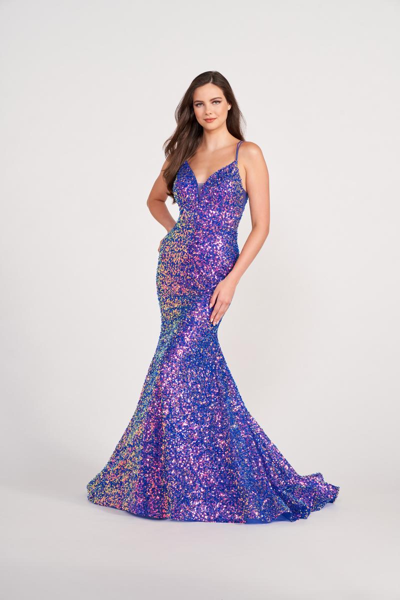 Ellie Wilde Mermaid Velvet Sequin Prom Dress Ew34016