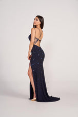 Ellie Wilde Long Star Cape Prom Dress EW34024