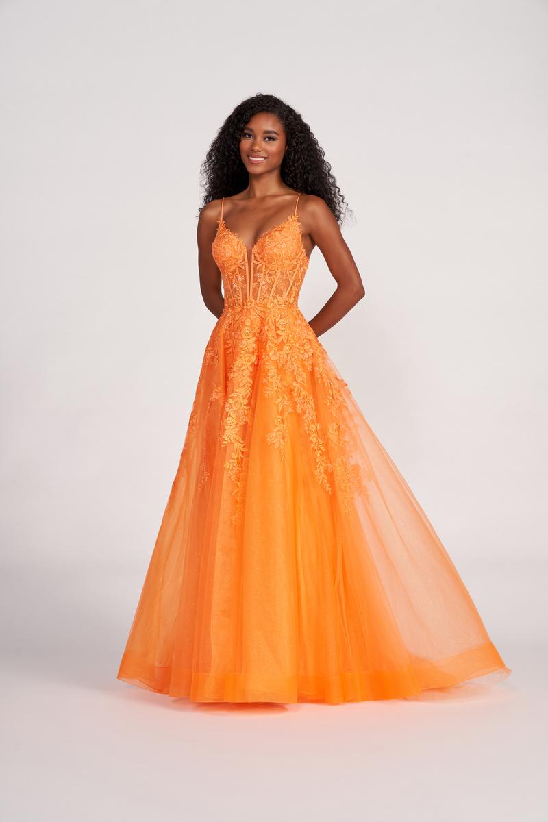 Orange Sweetheart Mermaid Prom Dress Long Slit Ruffles With Sequins –  Ballbella