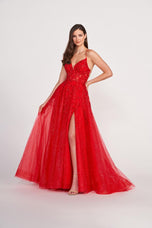 Ellie Wilde Long Floral Lace Prom Dress EW34053