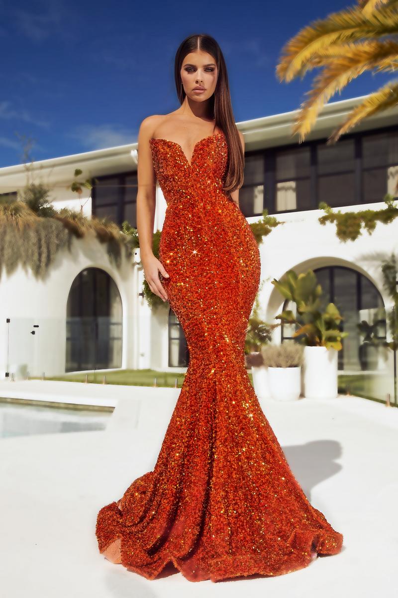 Portia and Scarlett Fit and Flare Prom Dress PS21208 Hot Pink / 0 Portia and Scarlett Fit and Flare Prom Dress PS21208 Hot Pink / 0