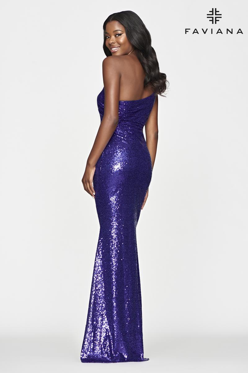 Faviana Glamour One Shoulder Sequin Dress S10638 – Terry Costa
