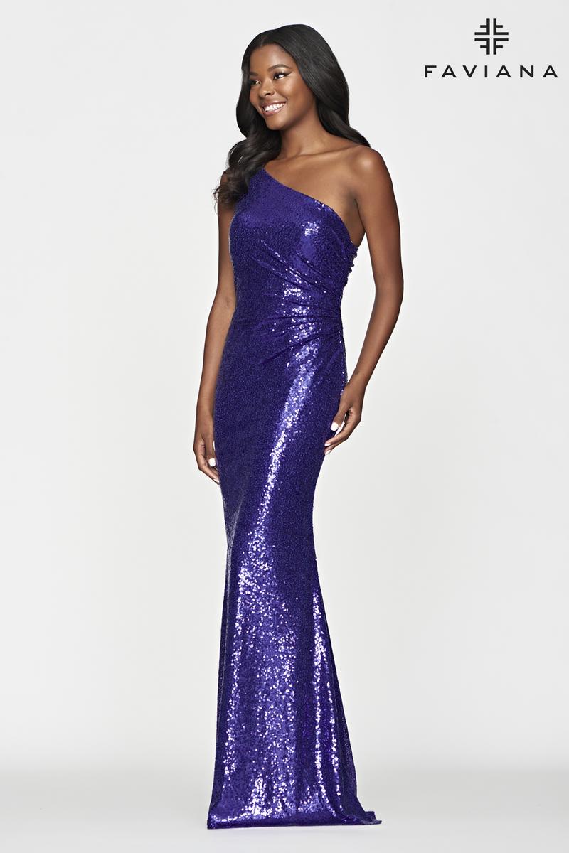 Faviana Glamour One Shoulder Sequin Dress S10638 – Terry Costa
