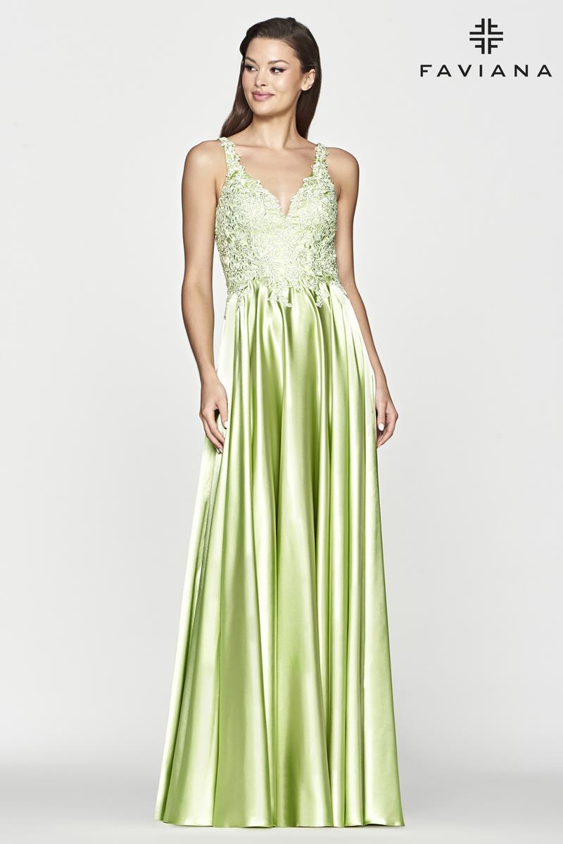 Faviana Glamour A-Line Satin Prom Dress S10642