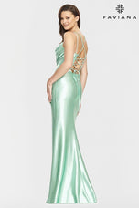 Faviana Long Cowl Neck Pleated Prom Dress S10807