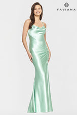 Faviana Long Cowl Neck Pleated Prom Dress S10807