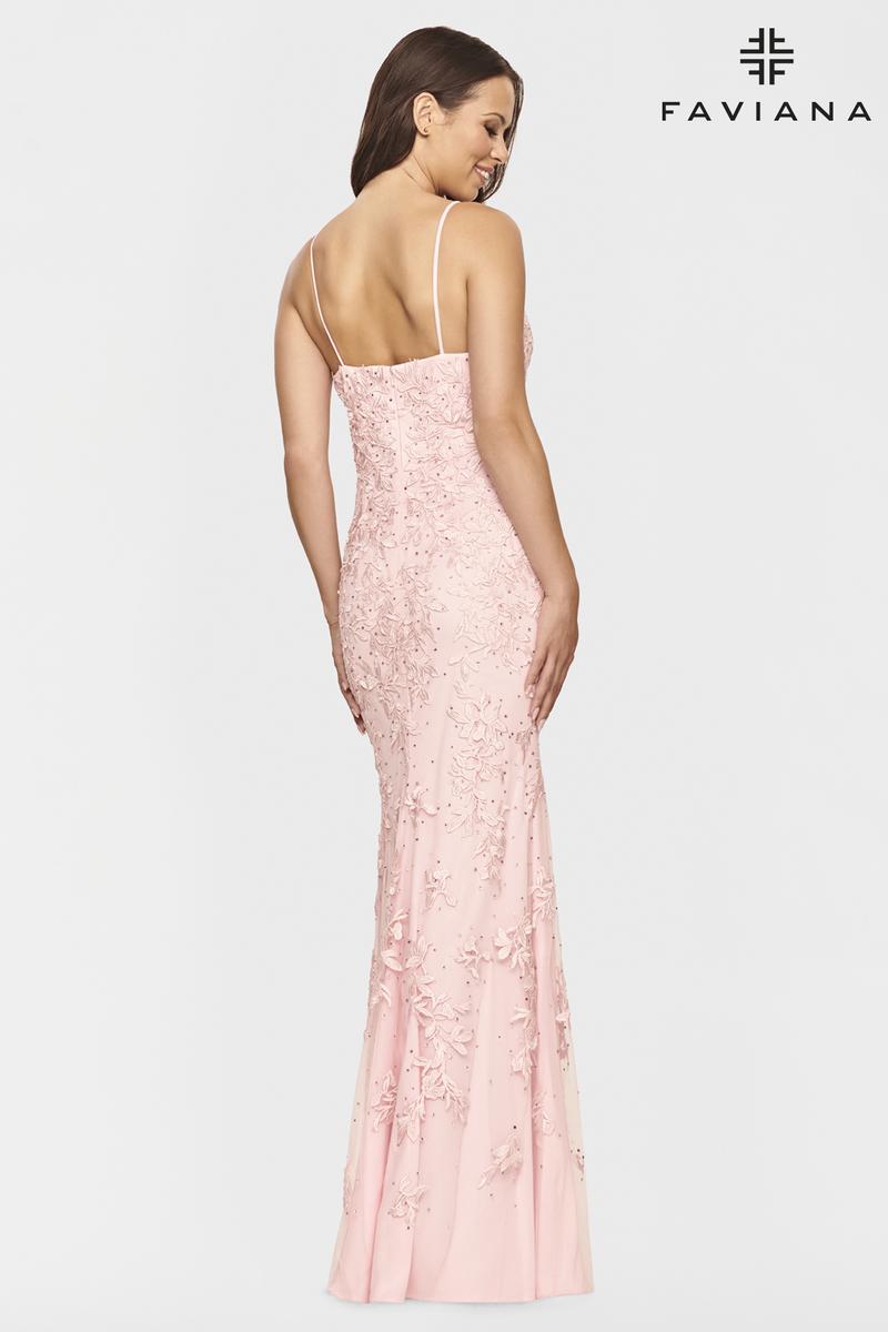 Faviana Long V-Neck Tulle Prom Dress S10812