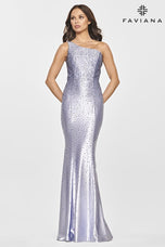 Faviana Long Satin Heat Stone Prom Dress S10816