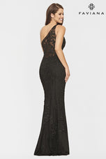 Faviana Long Lace One Shoulder Prom Dress S10822