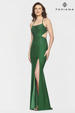 Faviana Long Scoop Neck Prom Dress S10829