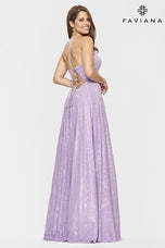 Faviana Long Sequin A-Line Prom Dress S10831