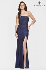 Faviana Long Strapless Lace Prom Dress S10839