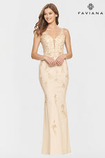 Faviana Long Tulle V-Neck Prom Dress S10855