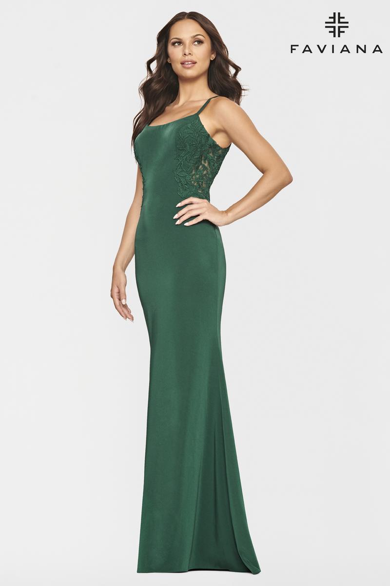 Faviana Long Satin Scoop Prom Dress S10867