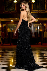 Sherri Hill Long Velvet Sequin Dress 55086