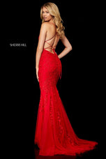 Sherri Hill Long Open Back Lace Dress 52338